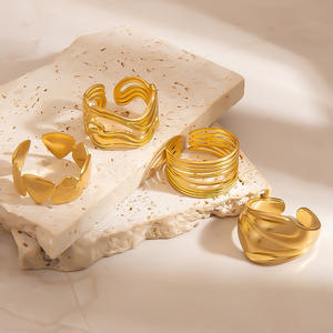 Geometric Stainless Steel Open <b>Ring</b> 18K Gold Plated Unisex Fashion Jewelry Gift - Product Image 4