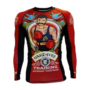 Factory Customization Quick Dry Fitness Swim Shirts Long Sleeve Fitting Custom Rash Guards Sublimated Rash Guard For Men