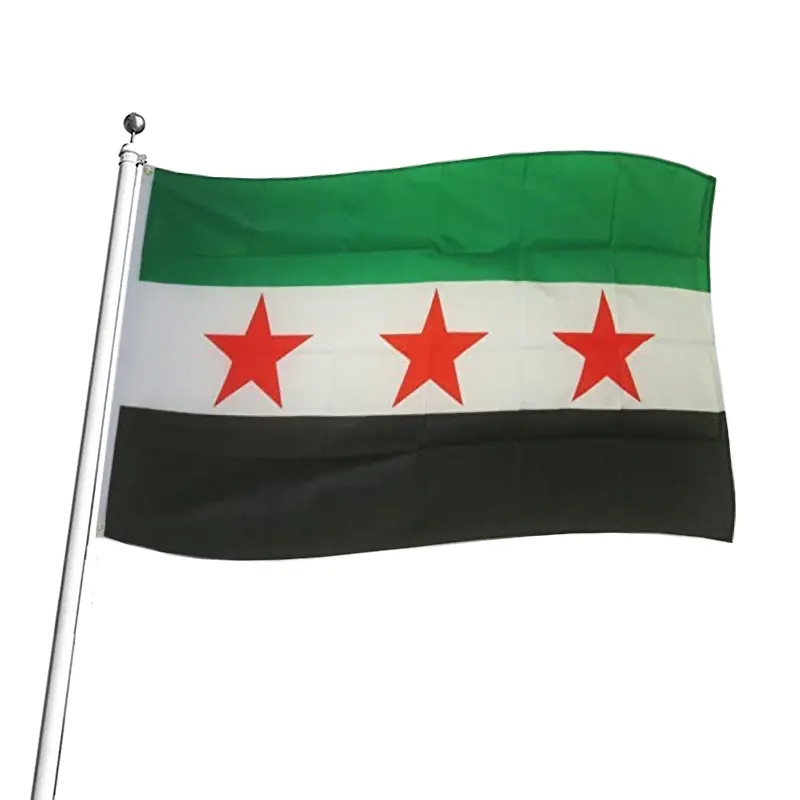 أعلام الحرية السورية 3x5 المخصصة ، سوريا 3 نجوم مجانا كوردس 3ft x 5ft العلم