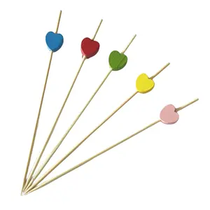 Disposable Bamboo Colorful Skewers Picks Sticks for Fruit Snack Appetizer BBQ Decoration Party Supplies Toothpicks