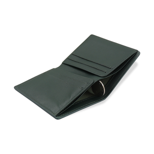 กระเป๋าสตางค์หนังแท้สำหรับผู้ชาย แบบพับบาง ป้องกัน RFID สีน้ำเงินเข้ม ที่ใส่บัตรแบบมินิมอล ขนาดสั้น 8.5x10.5 ซม. - Product Image 2
