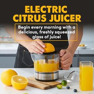 Elite <span class=keywords><strong>Gourmet</strong></span> ETS623 Presse-agrumes électrique <span class=keywords><strong>noir</strong></span>/acier inoxydable Grand bec verseur de 24oz Contrôle facile de la pulpe pour oranges - Product Image 3