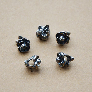 Antique Silver Flower Beads Double Sided Floral <b>Spacer</b> For Jewelry Making DIY Accessories Metal Beads Z092 - Product Image 1