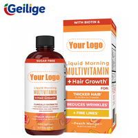En stock – Multivitamine liquide sans sucre 450 ml avec biotine 10 000 mcg et BCAA pour la santé des cheveux, de la peau et des ongles – Personnalisation OEM
