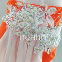 LIUHUO Pole Dance Luxury Flash Drill Competition Performance Orange Lyrical Dance Dress Customize