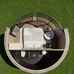 Casa de Glamping Redonda para Exteriores en Venta, Modelo RH50, Villa de Lujo en Forma de Domo, <span class=keywords><strong>Cabaña</strong></span> Prefabricada de <span class=keywords><strong>Madera</strong></span> - Product Image 4