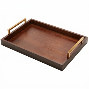 Bandeja para Servir Desayuno con Asas Metálicas, Bandeja Decorativa de Madera para Servir Alimentos, para el Hogar, Cocina, Mesa de Centro y Comedor - Product Image 1