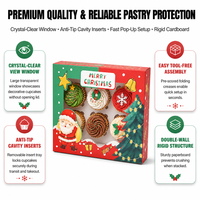 Boîte à cupcakes de Noël avec fenêtre transparente, 4, 6 ou 12 cavités, emballage en papier pour muffins et friandises de fêtes