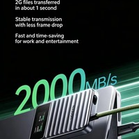 UGREEN NeoDrive Go 20 SSD Portatile 20Gbps 2000MB/s Unità a Stato Solido Esterna con Cavo USB Integrato Display IPS Crittografia AES256