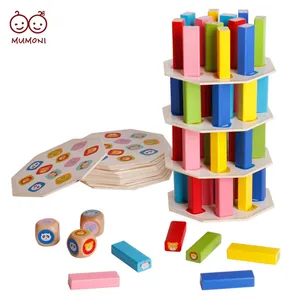 Animal patterns wooden stacking tower game funny balance blocks kids board stacking blocks