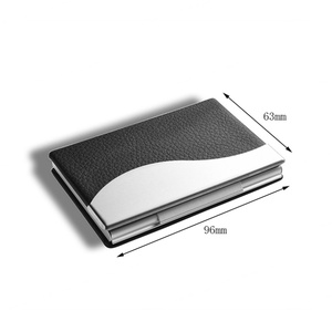 Office Luxury Metal <b>ID</b> Card <b>Holder</b> Pocket Metal Business PU Leather Name Card <b>Holder</b> - Product Image 6