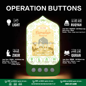 ZIKI TIME Édition Spéciale Ramadan Lampe de Chevet Musulmane Numérique 64 Coran Lecteur de Ruqyah Zikir Haut-parleur Coranique à Brancher - Product Image 6