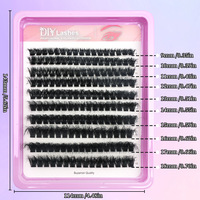 Kit d'extension de cils DIY fait main avec logo personnalisé, cils en grappe épais et volumineux 60D80D100D, courbure D, faux cils segmentés, marque privée