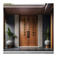 Porte d'entrée principale en bois à double vitrage moderne, en aluminium, sécurisée, résidentielle pour villa et maison