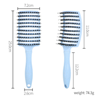 Brosse à cheveux incurvée en paille de blé avec poils naturels fins pour le séchage et le massage du cuir chevelu