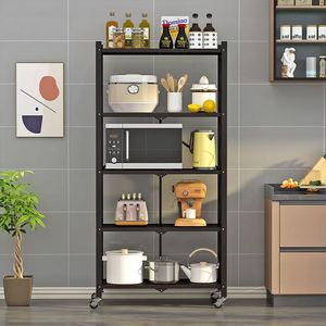 Étagère utilitaire pliable à 5 niveaux en acier au carbone pour cuisine, salon, multifonctionnelle, portable, sans installation - Product Image 1