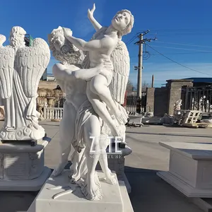 Estatua griega famosa de tamaño real, escultura de mármol blanco Natural, Pluto y prosertina