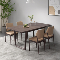 Ensemble de table à manger en bois massif avec chaises à dossier haut et comptoir rectangulaire en bois pour cuisine et salle à manger
