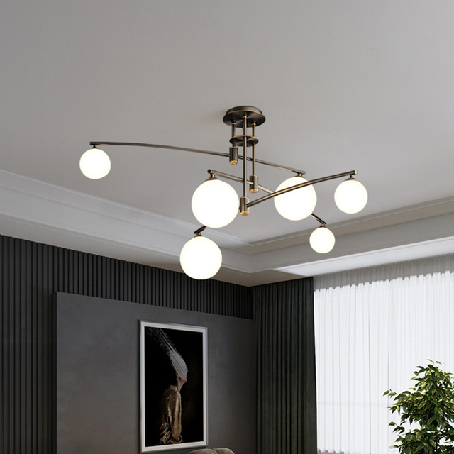 Factory Direct 2023 New Nordic Ball Modern Chandelier Ceiling Lighting for Home Hand Blown Glass Chandelier Pendant Light