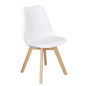 Hot Sale Modern Luxury Nordic Home Kitchen Restaurant Cafe White Silla Tulip Dining Plastic Chairs With Leather Cushion