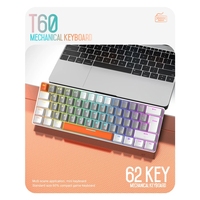 Clavier Gamer T60 avec interrupteurs rouges/bleus, 62 touches, clavier mécanique filaire USB, mini clavier filaire rétroéclairé portable pour jeux, ordinateur portable, PC