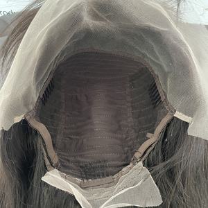 Perruque en cheveux humains naturels lisses, faite à la main, avec frange, pour femme noire, dentelle frontale transparente, 100% cheveux humains - Product Image 5