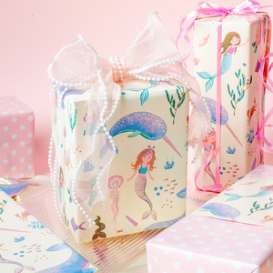 Mermaid and Sea Creatures Gift <b>Wrapping</b> <b>Paper</b> Double Side Art <b>Paper</b> Eco-Friendly Digital Printing Roll for <b>Girls</b> Craft - Product Image 2