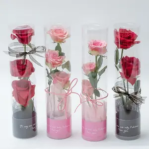 Spedizione a buon mercato greatbuy cartone artificiale rosa bianco nero disponibile festa della mamma regalo trasparente fiore scatola per mazzi di fiori