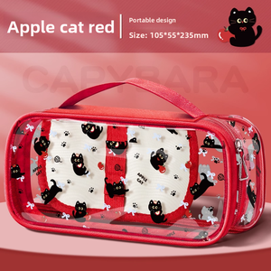 2025 <span class=keywords><strong>Apple</strong></span> Cat Double couche Transparent porte-crayon étanche Junior lycée papeterie étui pour garçons filles haute couleur - Product Image 6