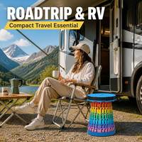 Chaise de camping ronde en plastique pour caravane, idéale pour les voyages, les roadtrips, les parcs et les arrêts en route – Carte routière incluse