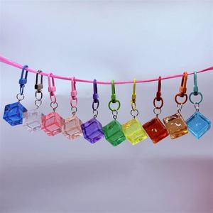 Elegant Transparent Acrylic Bead Keychains with Glow-In-The-Dark Ice Cube Charms - Perfect for Any Occasion - Product Image 1