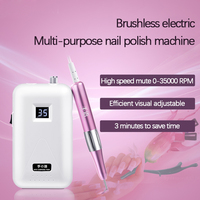 Yumely Ponceuse à Ongles Portable avec Embouts, Kit Manucure Pédicure 3-en-1, Moteur Sans Balais Rechargeable 35000 tr/min, Machine Métallique 2000 mAh