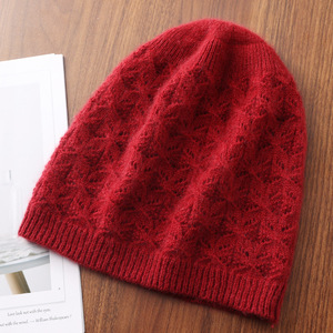 Kanten Gebreide 100% Pure Wollen Beanie Dames Thermische Oorflap Slouchy Hoed Opengewerkte Wintermuts Met All-Match Design Oem & Groothandel - Product Image 5