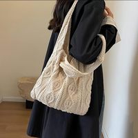 Tas Selempang Rajut Wanita, Tas Pantai Musim Panas, Tas Tangan Boho Kasual, Dompet Liburan, Buatan Cina, Tanpa Penutup