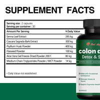 Complément Nettoyant Naturel Végétalien pour le Côlon, 60 Capsules, Sans Gluten et Sans OGM, Détox Herbal pour la Santé Intestinale