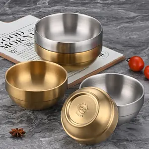 304 Korean Stainless Steel 10cm Korean Golden Double Soup Bowl Cooking Small Bowl Children's Bowl