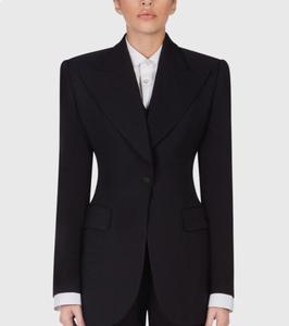 Costume de blazer structuré sur mesure <span class=keywords><strong>pour</strong></span> femmes OEM ODM avec fermeture à double boutonnage, ensembles <span class=keywords><strong>pantalon</strong></span> deux pièces <span class=keywords><strong>pour</strong></span> femmes - Product Image 5