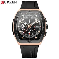 Montre sport pour homme Curren 8443, marque originale, bracelet en silicone, mouvement à quartz, montres-bracelets étanches, horloge masculine, prête à être expédiée