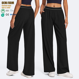 Pantalones Deportivos de <span class=keywords><strong>Mujer</strong></span> de Cintura Alta para Exteriores con Tela Fresca y Protección Solar, de Secado Rápido, Casuales, Holgados, de Pierna Ancha y Recta para <span class=keywords><strong>Yoga</strong></span> - Product Image 1