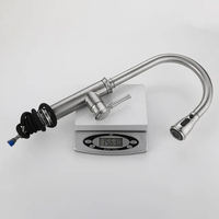 Robinet de cuisine extractible avec douchette, monocommande, nickelé, en acier inoxydable 304, avec cartouche céramique, monotrou, à poser sur comptoir