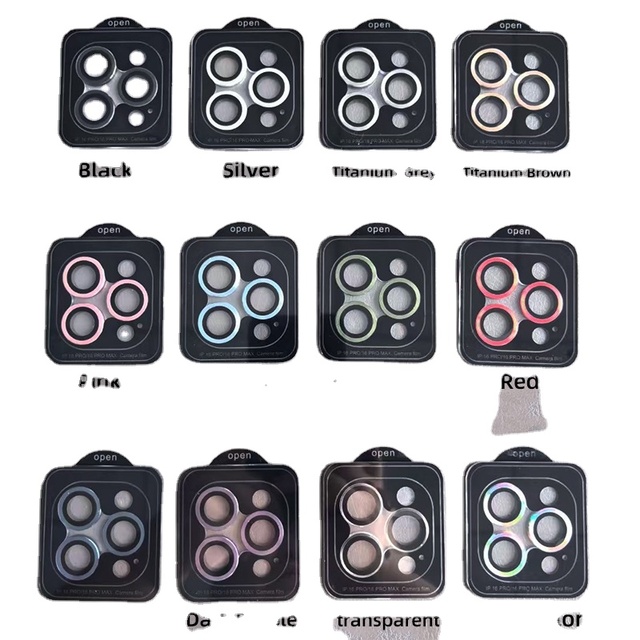 CD Texture 3D Mobile Metal Ring Lens Camera Tempered Glass Lens Protector for iPhone 1117 12 Mini 13 14 15 Plus 16 Pro Max