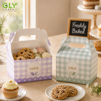 Boîte à gâteau personnalisée en gros avec poignée, en carton recyclable, pour boulangerie, desserts, pâtisseries, cadeaux et aliments