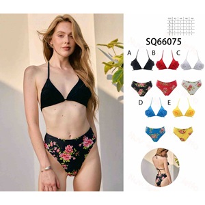 Costume da bagno bikini taglie forti HDJ con stampa floreale, due pezzi, da donna, vita alta, allacciatura all'americana, taglie 42 44 46 48 - Product Image 3
