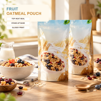 Sachet Doypack Personnalisé Imprimé pour Céréales Granola avec Fermeture Éclair et Fenêtre Transparente pour Aliments pour Animaux, Flocons d'Avoine, Muesli, Fruits, Noix, Emballage Petit-Déjeuner