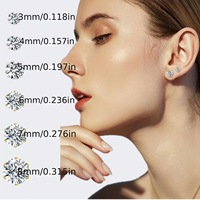 Boucles d'oreilles clous rondes en acier inoxydable 316L, plaquées or 18 carats, serties de 6 griffes, avec zircone cubique 3A, ensemble multi-tailles pour hommes et femmes