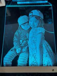 Yihaoyi - Cuadro de Vidrio Personalizado con Foto Grabada, Retrato <span class=keywords><strong>HD</strong></span>, Arte Grabado a Mano, Regalo Decorativo Impermeable, Pintura en Vidrio Martillado Hecha a Mano - Product Image 3