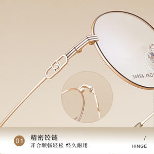 Montures de lunettes rondes en alliage pour femmes Danyang, légères, monture complète, verres en résine, style rétro tendance - Product Image 3