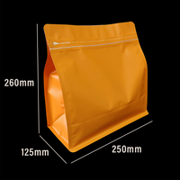 Sac à café à fond plat haute barrière avec valve et fermeture éclair, pochette en aluminium