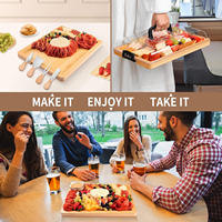 Addreen Wholesale Planche à fromage gravée portable de voyage avec couvercle Planche à fromage en bambou pour charcuterie avec couvercle