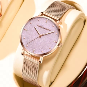 Montre-bracelet à quartz en or rose de luxe Hannah Martin pour femmes Vente en gros d'usine en acier inoxydable avec logo personnalisé et design minimaliste - Product Image 1